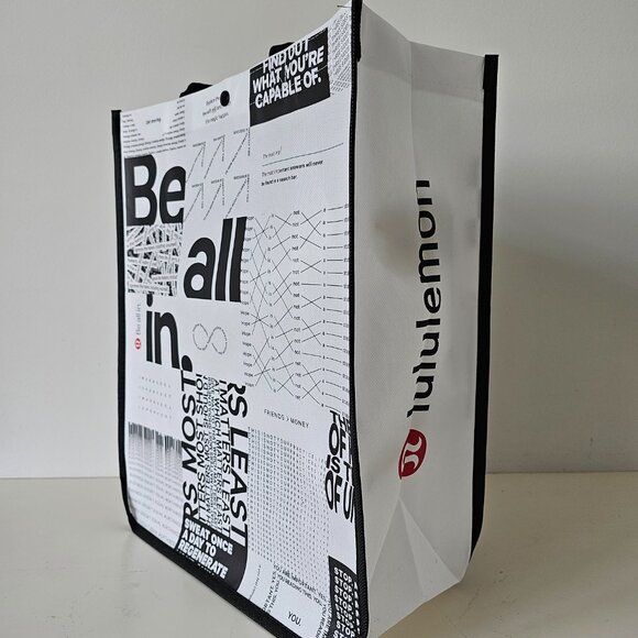 4 x New LULULEMON White BE ALL IN Reusable Shopping Bags Large - Picture 4 of 6